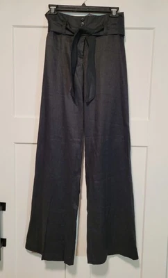 Guess Womens Flared Linen Blend Pants High Waist Sz S Black Minimalist Everyday - Image 1 of 4