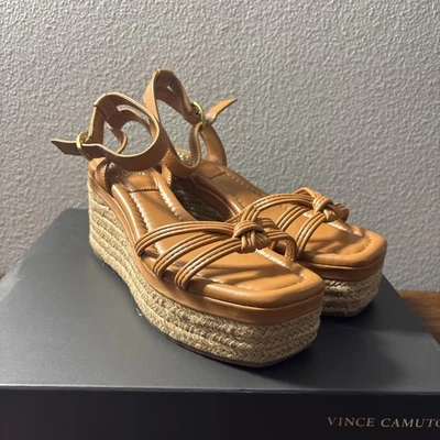 Vince Camuto Vc-loressa Wedge Sandals Golden Walnut Size 7.5M - Image 1 of 4