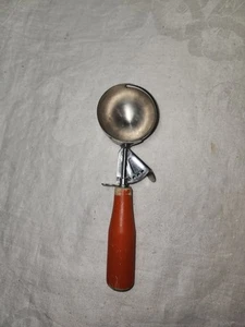 Vintage Retro Ice Cream Scoop with Orange Wooden Handle 8.5" Long - Picture 1 of 6