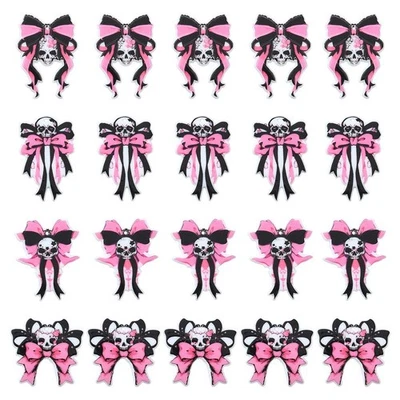 20 piezas Colgante con forma de cabeza de calavera con moño rosa para pulsera pendiente collares Foto 1 de 4