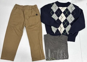 Lote 3 Pantalones DKNY, Suéter Tejido Cherokee Argyle, Camiseta Manga Larga Cat & Jack Niño 4 - Imagen 1 de 8