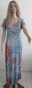Maxi Abito Senza Marca Rayón/Spandex Tg.M Scollo a V Tasche Lunghezza: 54in - Foto 1 di 5