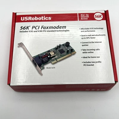 Open Box USRobotics 56K PCI Faxmodem (V.92 and V.90 ITU Standard Tech) MODEL5670 - Image 1 of 4