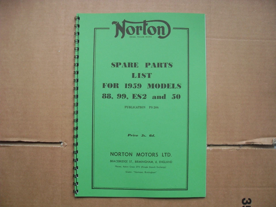 LIBRO DE REPUESTOS NORTON PARA M50, ES2, 88,99, PARA MODELOS 1959 A 1960 Foto 1 de 1
