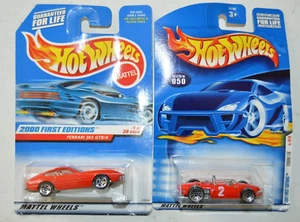 LOT OF 2 Hot Wheels 2000 + 2001 First Editions Ferrari 365 + 156 Red Diecast car - Picture 1 of 16