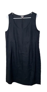 Vestido J Jill Talla L Alto LT Negro Clásico 100% Lino Plisados Sin Mangas Verano - Imagen 1 de 7