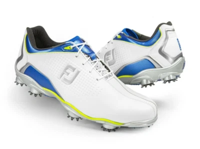 NUEVO Zapatos de Golf FootJoy [8.5] Anchos Para Hombre DNA Helix Spikes-Blanco/Lima 53342 Foto 1 de 4