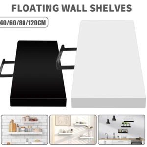 Modern HIGH GLOSS Shelf Floating Wall Shelves White Black Grey Bookcase Display - Picture 1 of 20