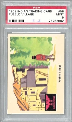 1959 Indian Trading Card #56 Pueblo Village PSA 9 Mint 26262682 - Image 1 of 2