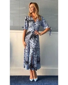 Whistles Neave Dress UK 16 Floral Animal Print Blue Black Midi Midaxi RRP 159 - Picture 1 of 23