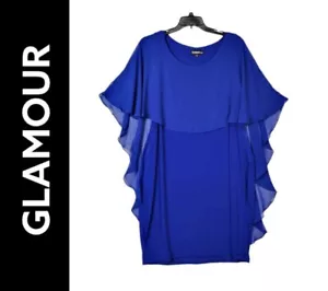 Glamour Women Plus 18 Blue Career Formal Scoop neck Pop over Cape - Picture 1 of 9