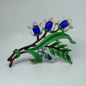 Vintage CHANEL Novelty Co Signed Brooch By Reinad Pot Metal Enamel Flower Deco - Picture 1 of 12