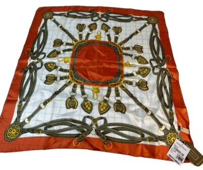 Nordstrom Classic 100% Seda Bufanda Coral 26.5” Cuadrado Hecho en Italia Nuevo Con Etiqueta Foto 1 de 4