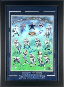 Foto firmada de los Dallas Cowboys 3x Super Bowl Champs 16x20 enmarcada 15 Sigs Beckett - Imagen 1 de 3