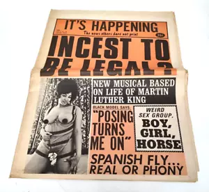 Seltene ""It's Happening"" OKT 1970 Tabloid Zeitung sexy Pinup Knick extremes Risiko - Bild 1 von 4