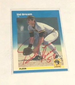 Tarjeta autografiada Fleer Baseball 1987 Sid Bream con escritura - Imagen 1 de 2
