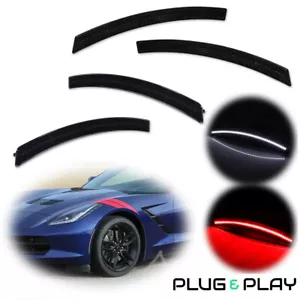 Luces LED laterales delanteras blancas + traseras rojas 4X para Chevy Corvette C7 2014-2019 - Imagen 1 de 12
