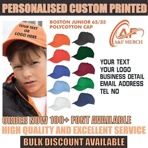 Personalised Printed Result Head Wear Boston Junior Kids Childrens Unisex RC84J - Picture 1 of 21