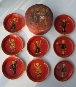 "The Same In Any Language" 8-Coasters Set MADE IN OCCUPIED JAPAN "Alcohol Proof" - Picture 1 of 4
