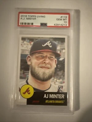 2018 Topps Living #119 A.J. Minter Card Graded PSA 10 Gem Mint Yankees 42914212 - Image 1 of 4
