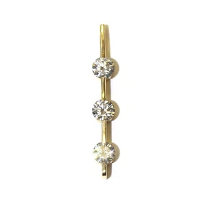 Collar colgante de 3 piedras de diamantes SI2 H de 0,99 quilates de oro amarillo de 14k 2,1 g Estate - Imagen 1 de 9
