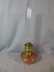 ARTS & CRAFTS STYLE ANTIQUE COPPER BRASS WAS BENSON OIL LAMP AND CHIMNEY - Picture 1 of 17