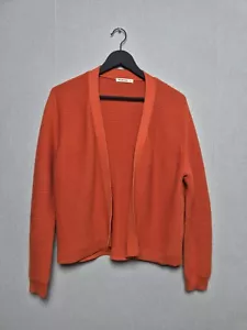 Woolovers Cardigan Womens Size 12 Burnt Orange Rib Knit Open Longsleeve - Picture 1 of 8