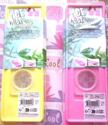 Eiswürfelform Eiswürfelbereiter mit Deckel Eiswürfel Ice Cube Maker Gelb Pink - Bild 1 von 4