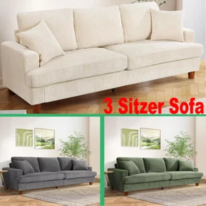 3 Sitzer Corduroy Sofa mit 2 Kissen Modern Couch Love Seat Settee Loungesofa - Bild 1 von 40