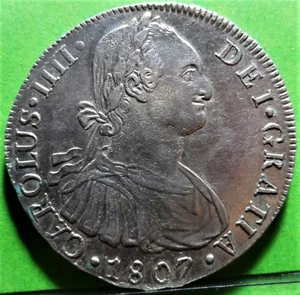CARLOS IV, 8 Reales, 1807, LIMA -JP, A.C.-927, Ag. - Imagen 1 de 2