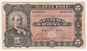 ICELAND  5 Kronur  1904  P:10  F+  VERY RARE - Picture 1 of 2