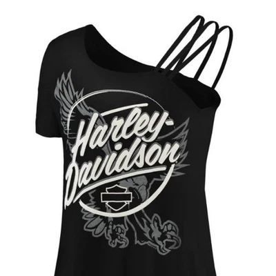 ЖЕНСКАЯ ЧЕРНАЯ РУБАШКА HARLEY DAVIDSON РАЗМЕР XL С РЕМЕШКАМИ BARNETT HD EL PASO TEXAS 2019 - Изображение 1 из 4