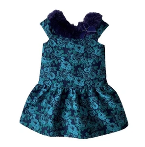 Neu mit Etikett Janie and Jack Cerulean Blumen Jacquard Kleid Mädchen Gr. 3 formell Urlaub - Bild 1 von 5