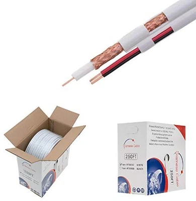 Bulk Siamese RG59/U Cable, 20AWG + 18/2AWG, 95% Shielding, CCTV Video Wire (W... - Image 1 of 4