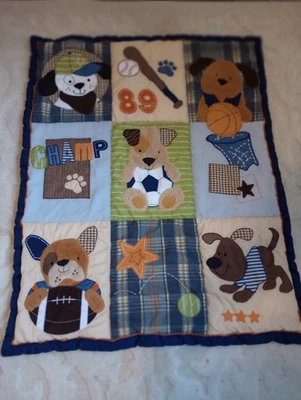 Edredón Cuna Corderos e Hiedra Animal Deportes Tema 35x43" Reversible Bebé Animales  Foto 1 de 4