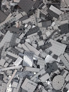 200 piezas Lego grises ladrillos placas azulejos pendientes piezas especiales gris - Imagen 1 de 2