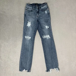 Judy Blue Jeans Womens 3 26 Straight Fit Distressed Mid Rise Stretch 26x31 EUC - Picture 1 of 9