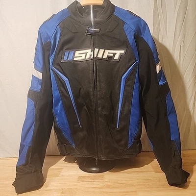 Shift Moto-R 男式纺织摩托车夹克黑色和蓝色 XL 码二手 — 第 1/4 张图片
