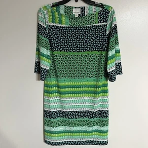 Donna Morgan Mini Etuikleid 12 Grün Geometrisch U-Boot Ausschnitt Kurzarm Stretch - Bild 1 von 8