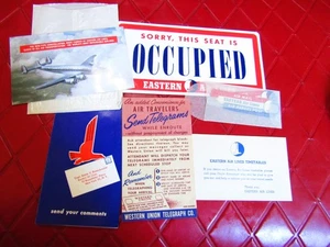 LOTE de POSTALES/POSTALES DE TELEGRAMA/TARTELES DE ASIENTO de colección para EASTERN AIRLINES - AÑOS 50 - Imagen 1 de 7