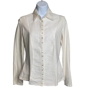 Blusa de mujer Anne Fontaine blanca plisada a medida Clodie talla 42/10 dinero antiguo - Imagen 1 de 14