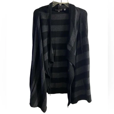 Vince Sophie grey black stripe cashmere wool alpaca sweater cardigan wrap Medium - Image 1 of 4