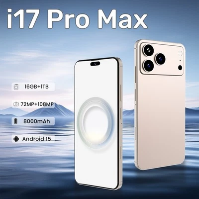 Dual SIM 5G i17 Pro Max 16+1TB 8000mAh 7.3-inch Android Phone Global Unlock - Image 1 of 4