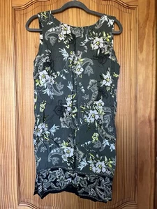 Dorothy Perkins Grey Shift Dress with Floral Print & Back Zip. Size 16 - Picture 1 of 9