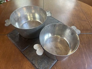 2 Vintage French Cordon Bleu Charlotte Tin Pots Heart Handles Made in France - Picture 1 of 12