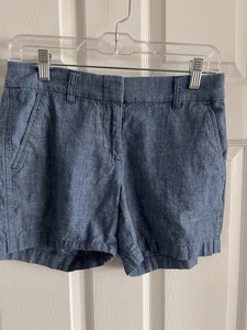 J CREW Damen Gr. 0 blau Chambray Baumwolle Chino Shorts Taschen - Bild 1 von 7
