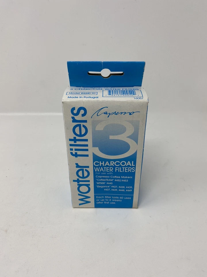 Capresso 3-pack Charcoal Water Filters 4440.90 CoffeeTeam Mt500 Elegance 60 Uses