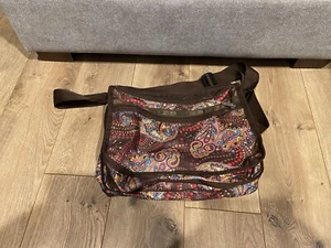 LeSportSac Tote Bag W Matching Small Bag, Brown And Bright Color Paisley Print - Picture 1 of 3