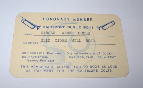 1960 NFL Football Baltimore Colts Bugle Boys Honorary Member Stadium Ticket Pass Cover