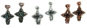 Kreuz Ohrringe Damen Blume Herz Western Christlicher Schmuck - Bild 1 von 3